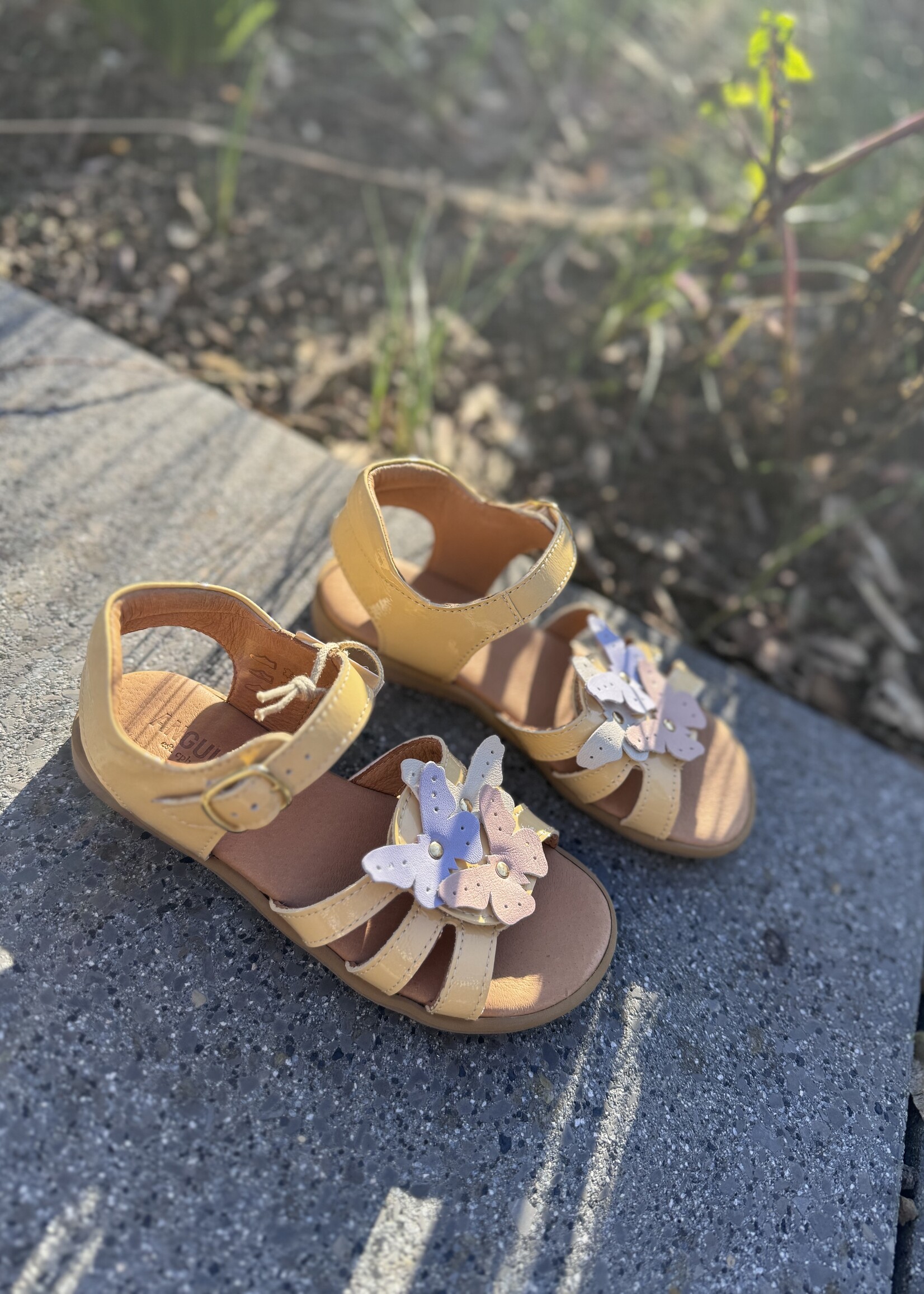 Angulus 0700-01 open toe sandal with butterflies mellow