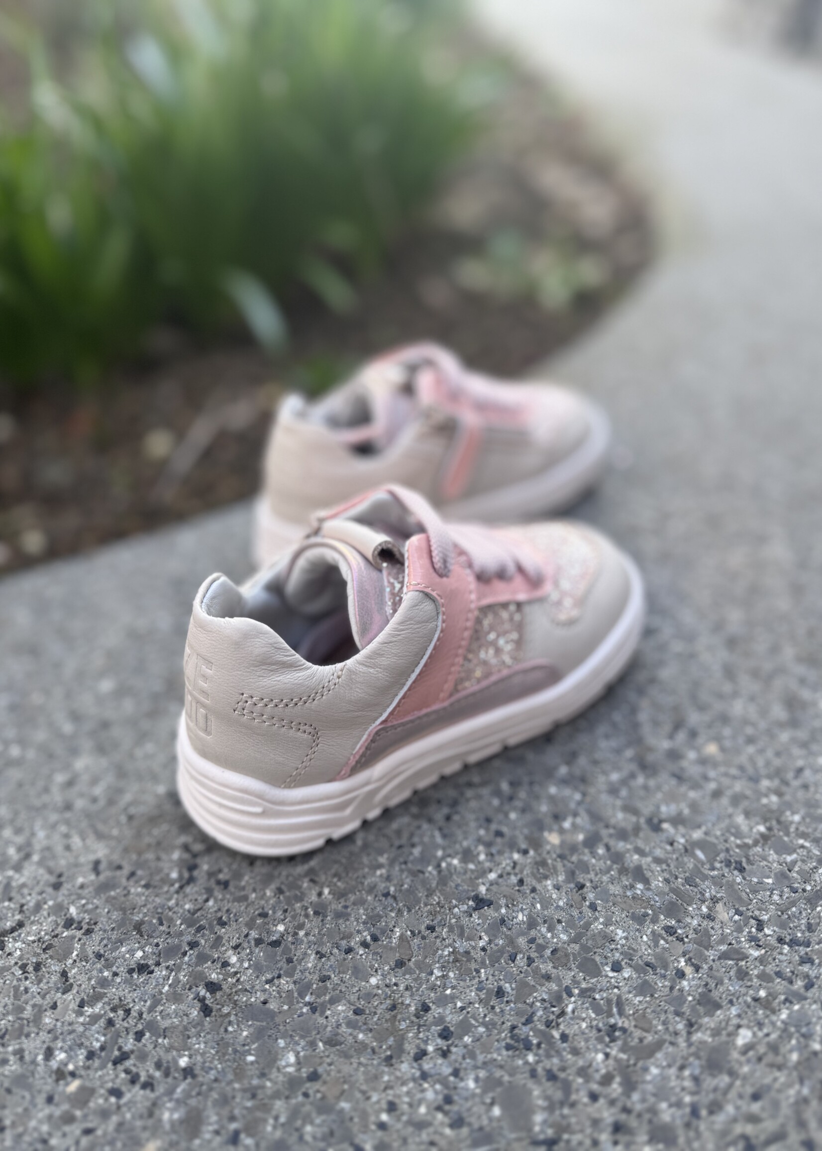 Zedo sneaker beige goud glitter roze