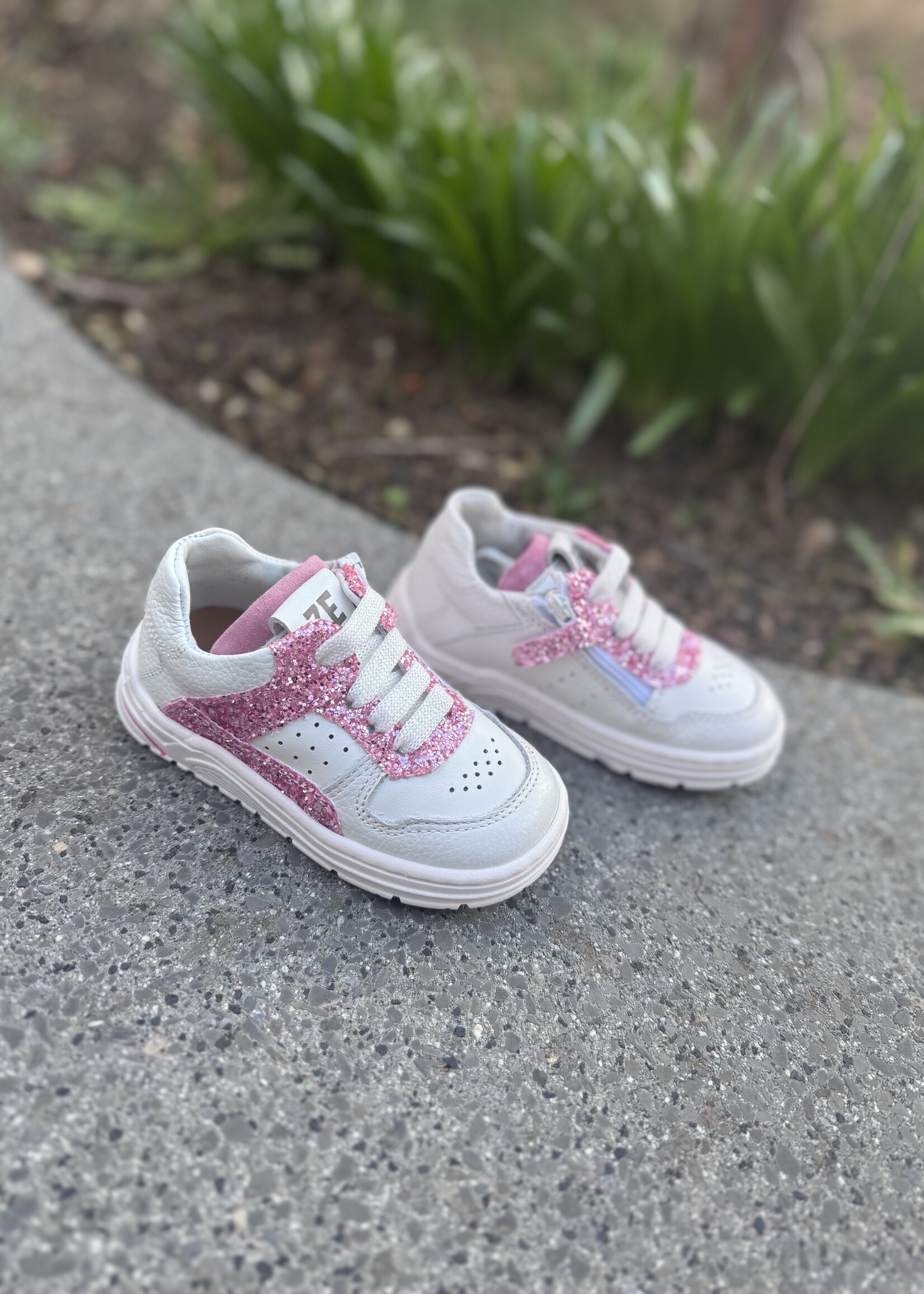 Zedo sneaker wit roze glitter