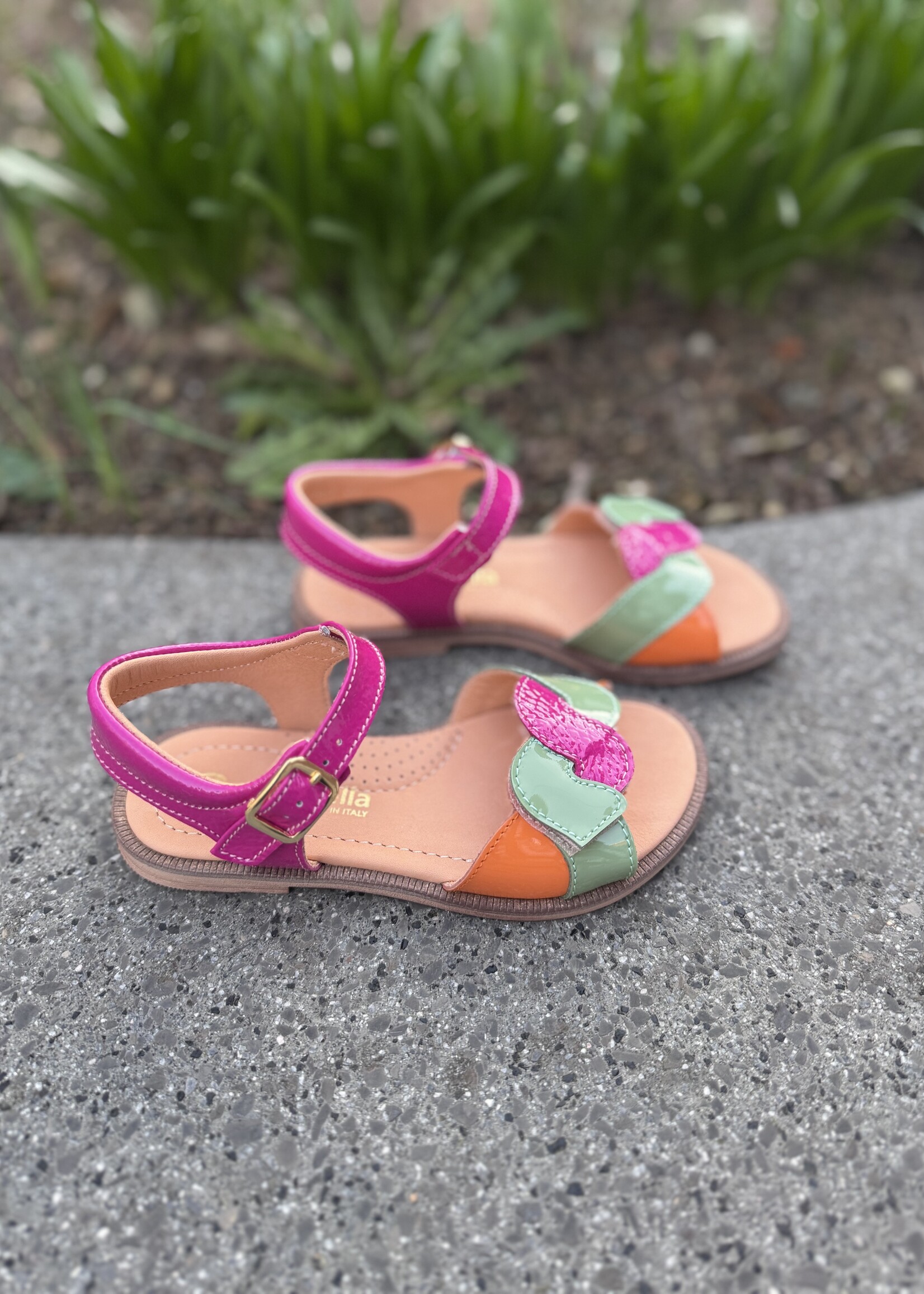 Rondinella 0963-5B sandaal fuchsia groen