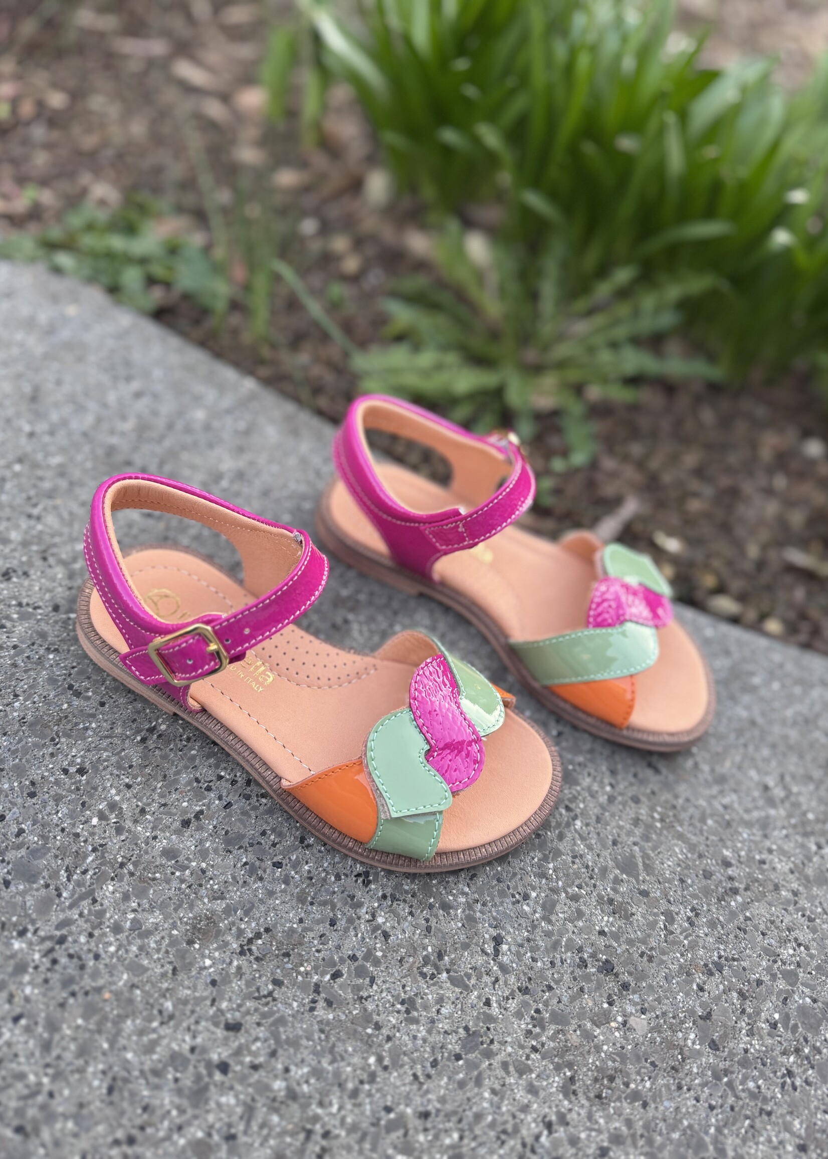 Rondinella 0963-5B sandaal fuchsia groen