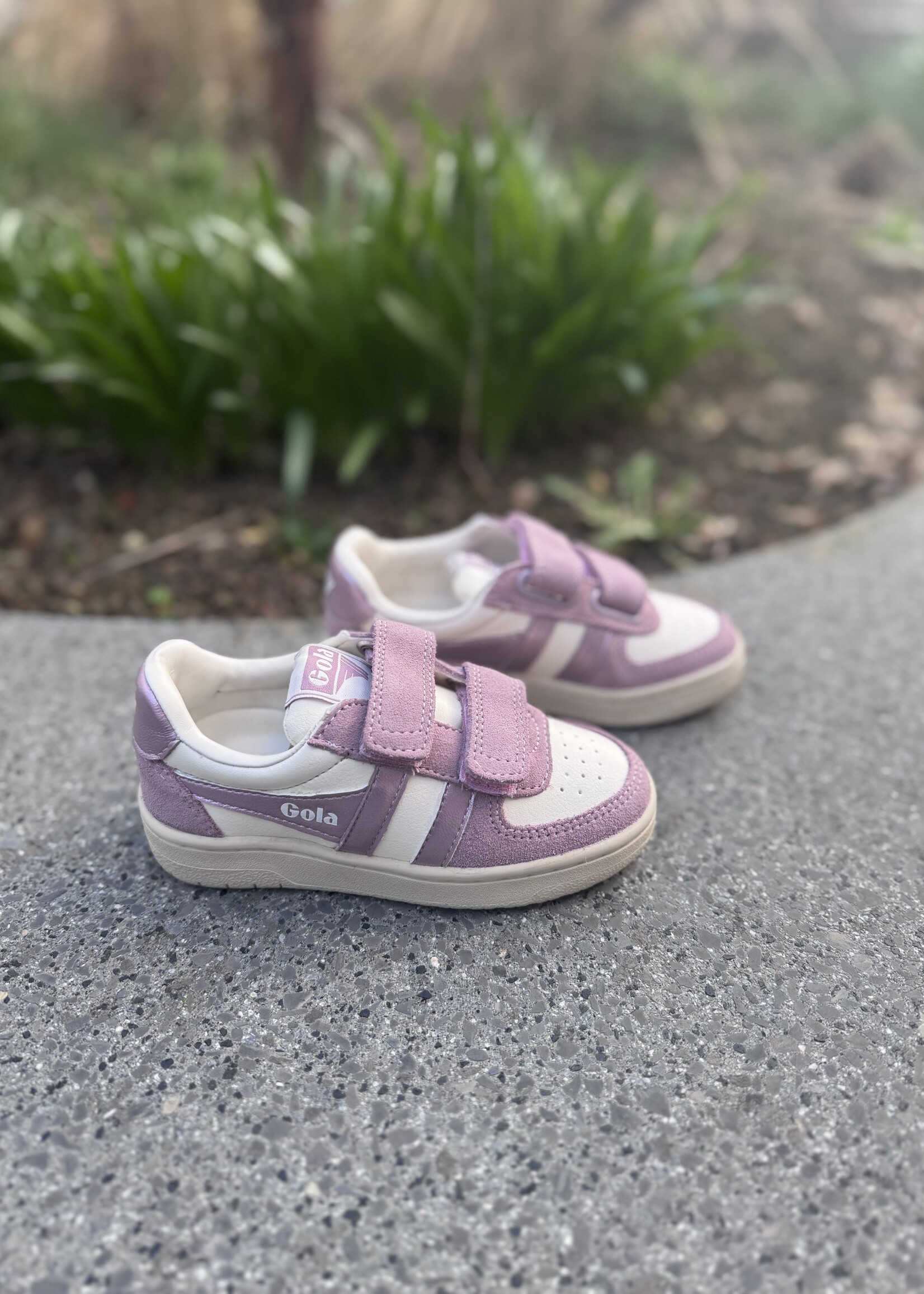 Gola hawk mirror strap trainer off white pastel pink