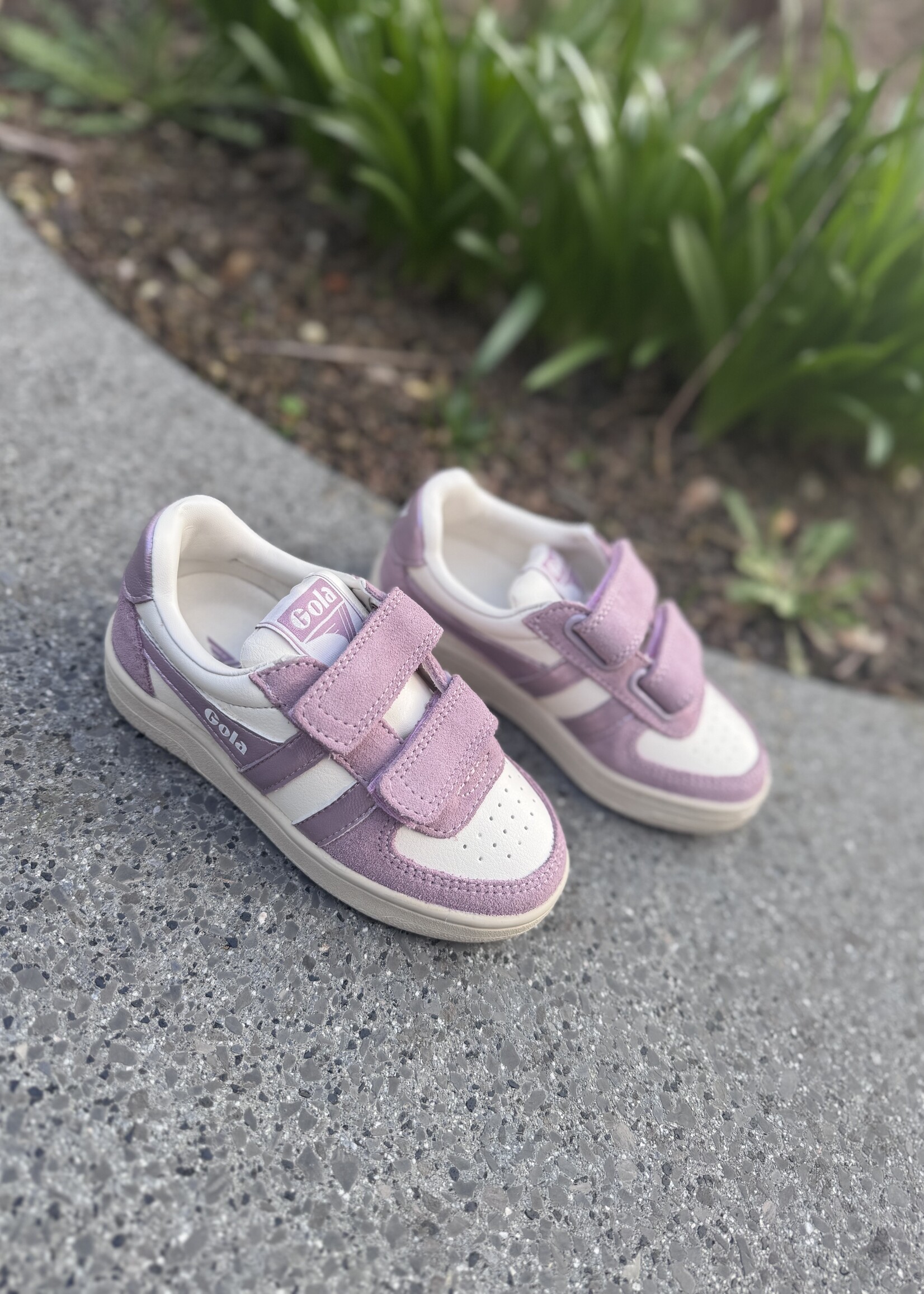 Gola hawk mirror strap trainer off white pastel pink