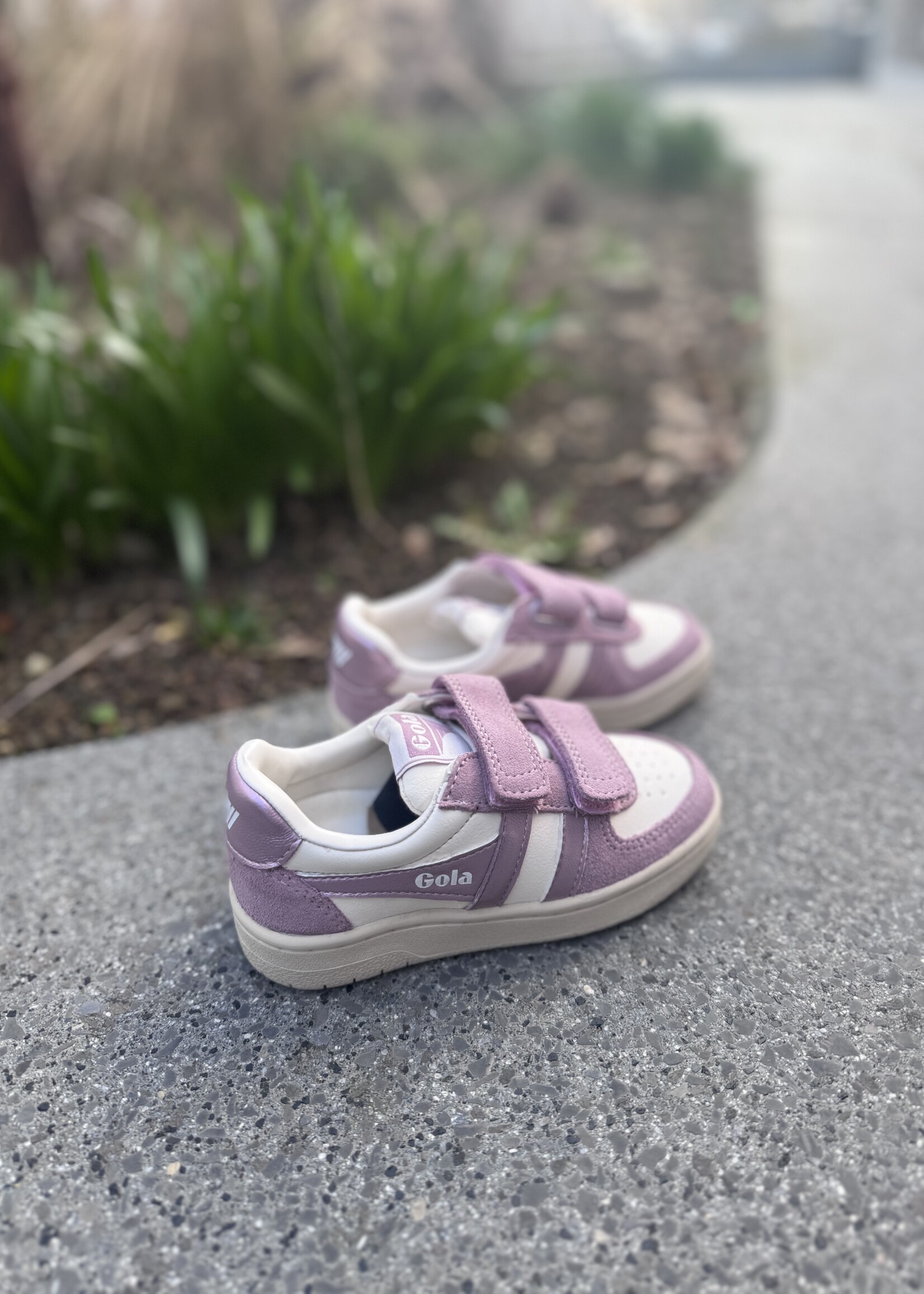 Gola hawk mirror strap trainer off white pastel pink