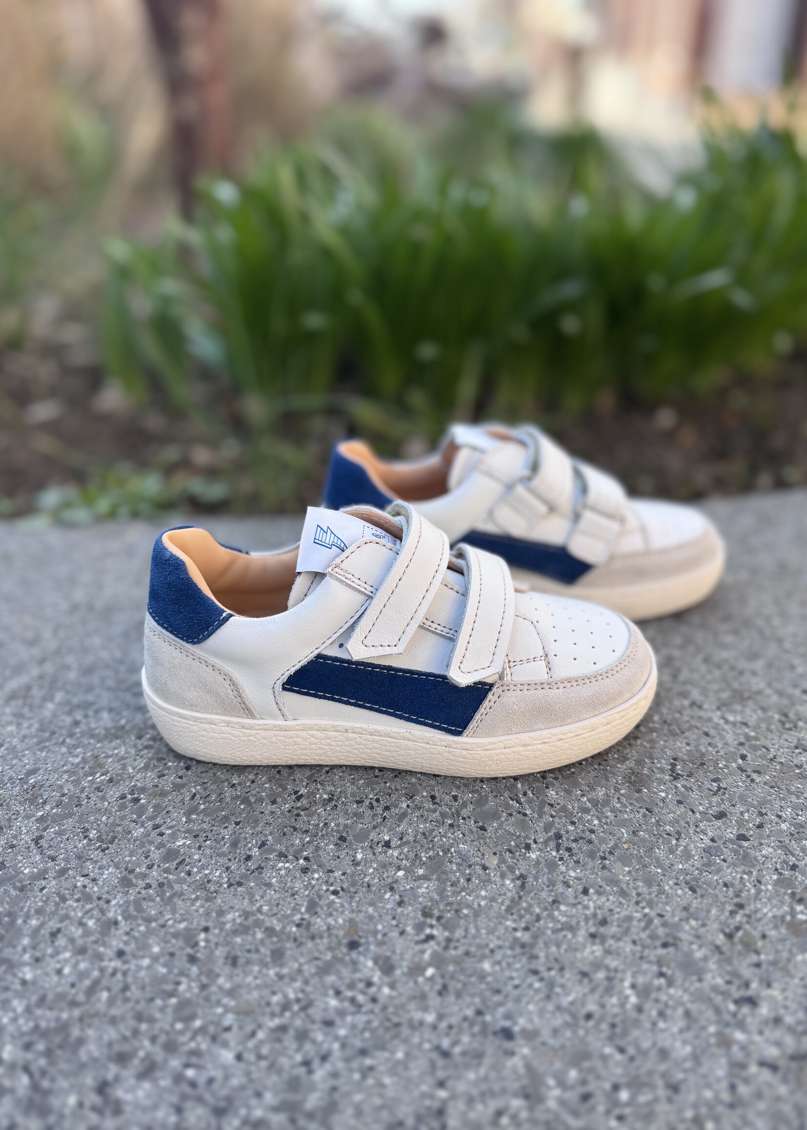 Ocra 975 sneaker off white blauw velcro