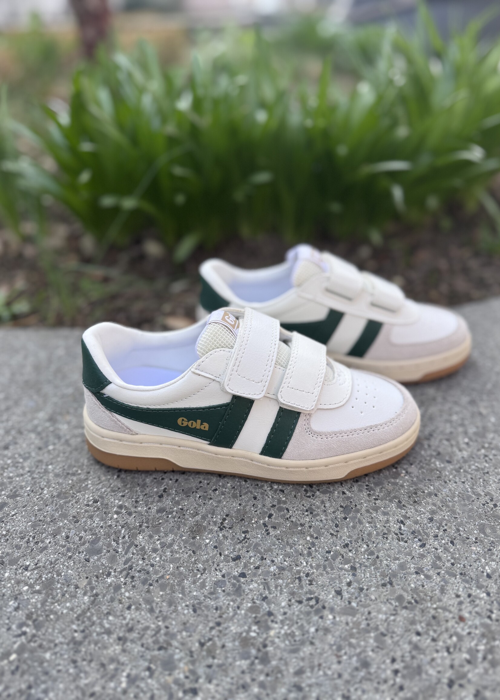 Gola hawk strap trainer white dark green