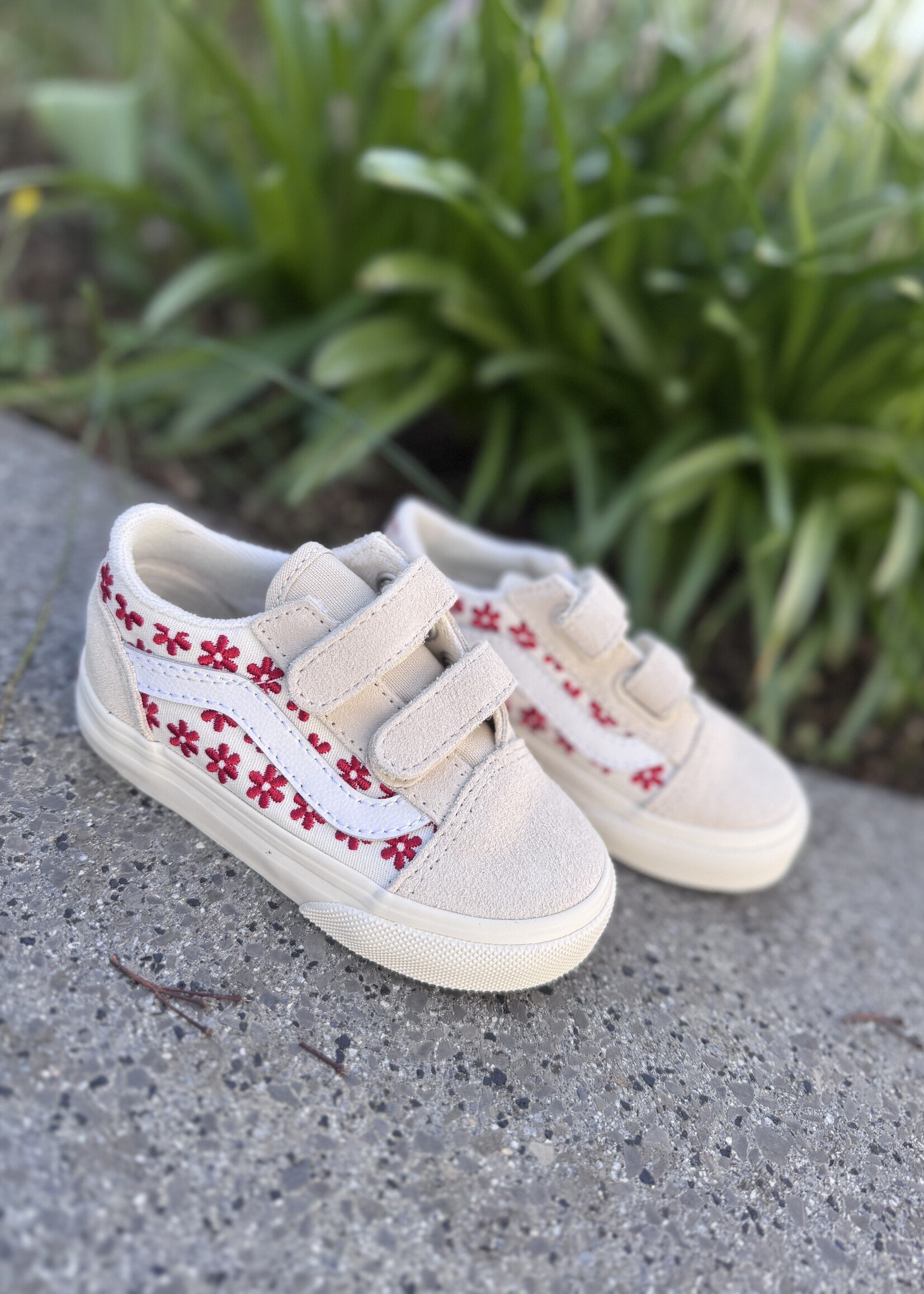 Vans old skool chantilly floral racing red