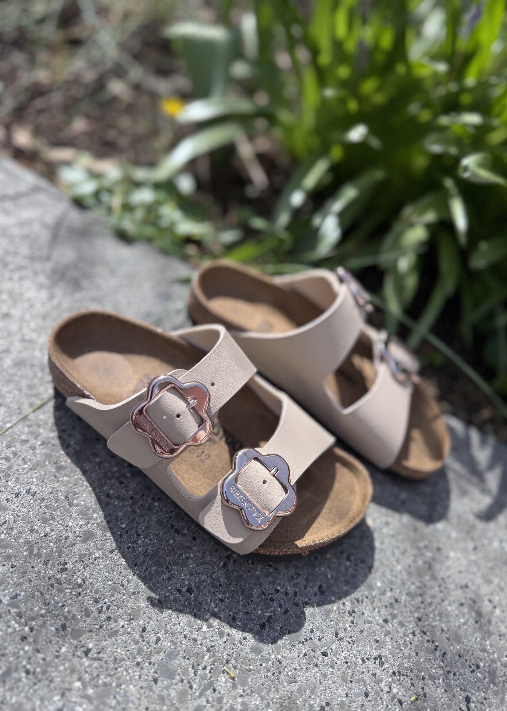 Birkenstock Arizona flower buckle BF sandcastle