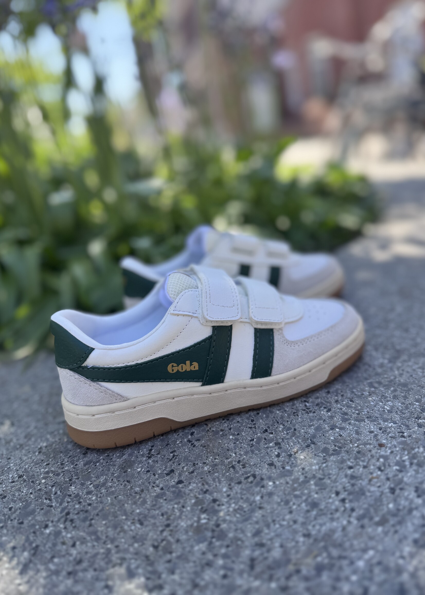 Gola hawk strap trainer white dark green