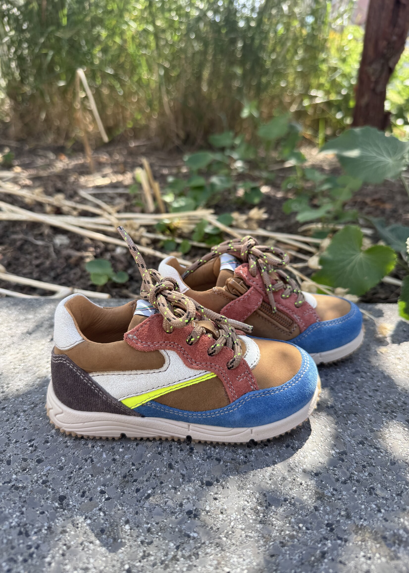 Romagnoli 9099R038 sneaker cognac bruin blauw