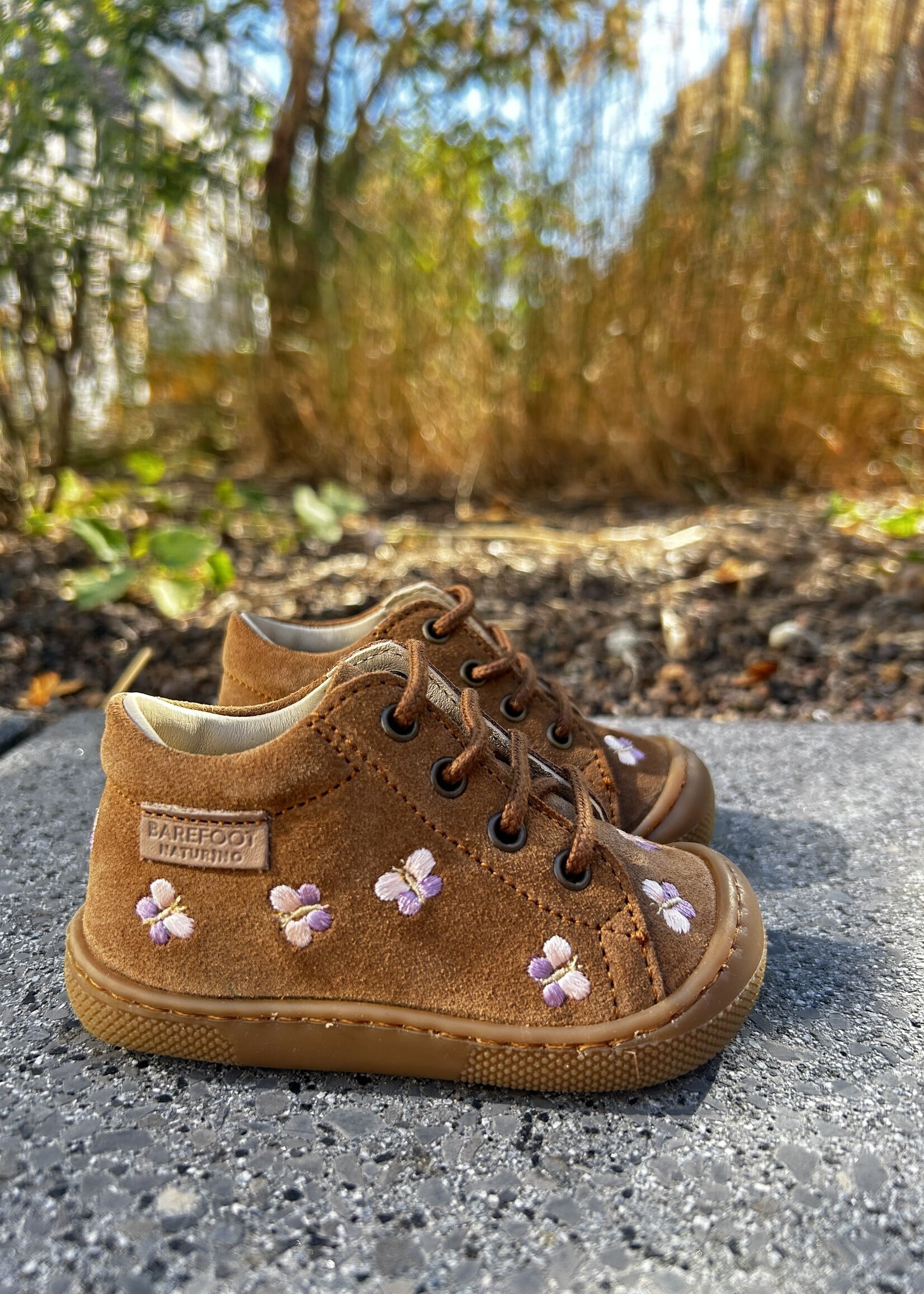 Naturino cocoon embr butterfly suede brown