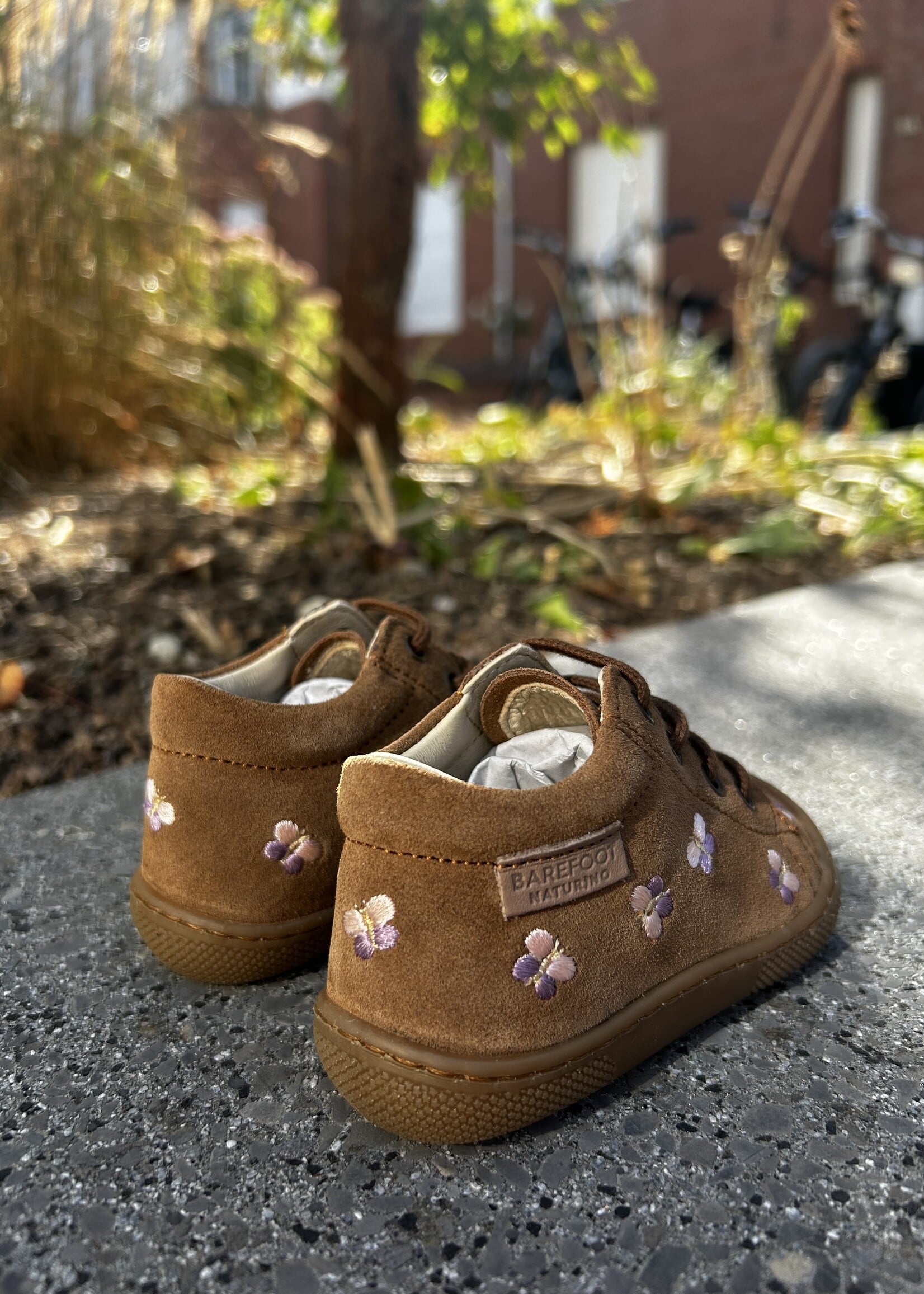 Naturino cocoon embr butterfly suede brown
