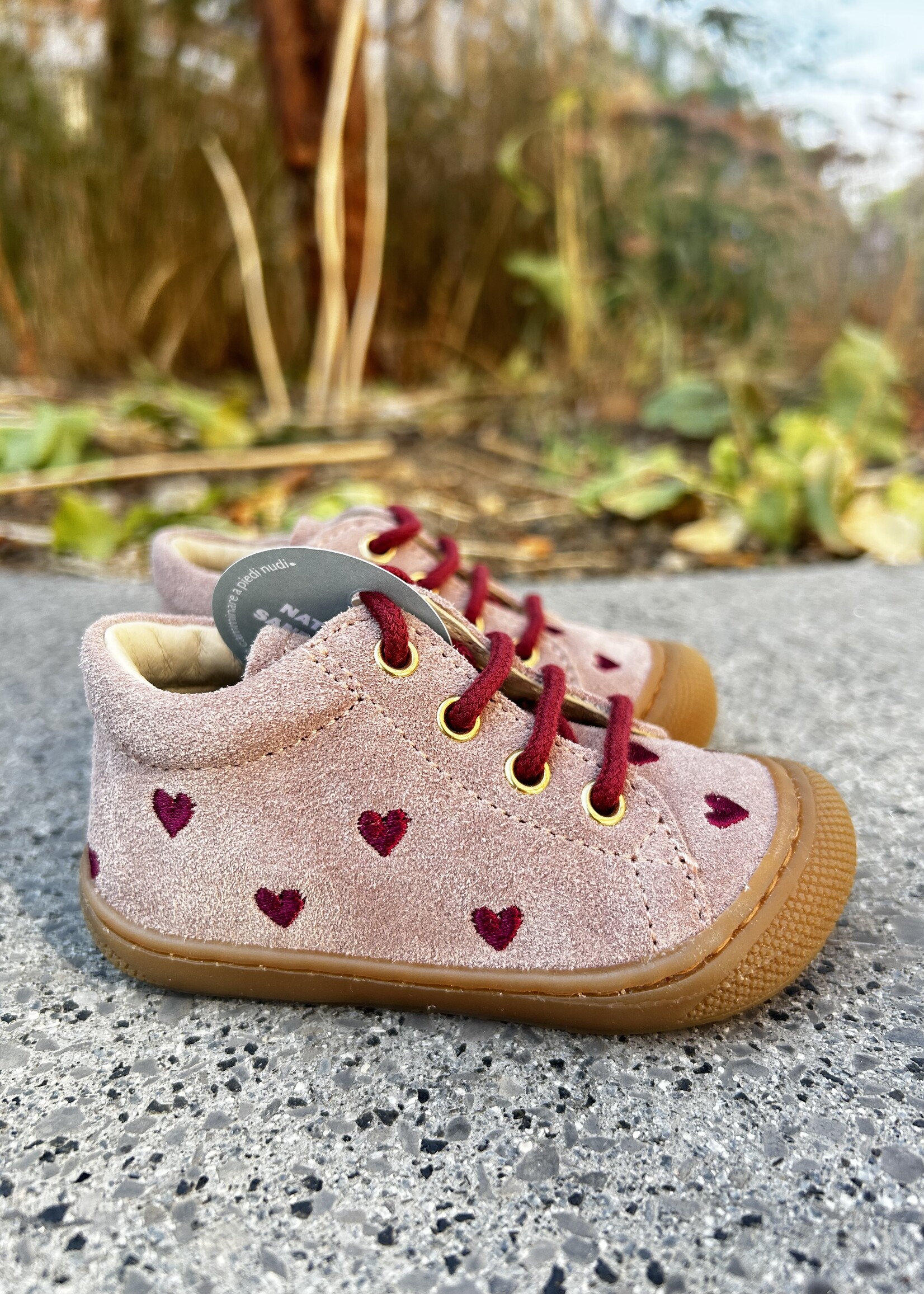 Naturino cocoon embr hearts suede rose