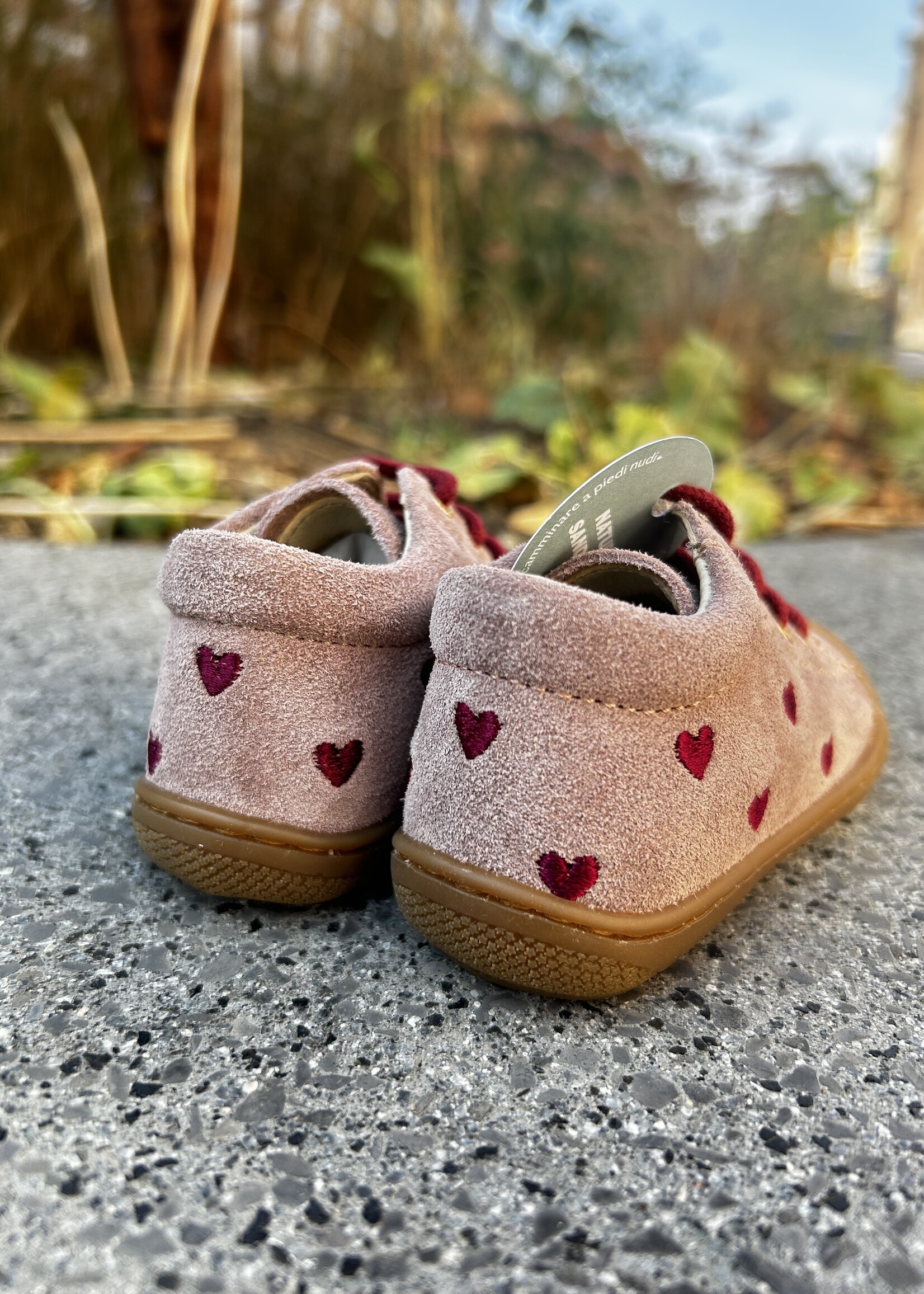 Naturino cocoon embr hearts suede rose