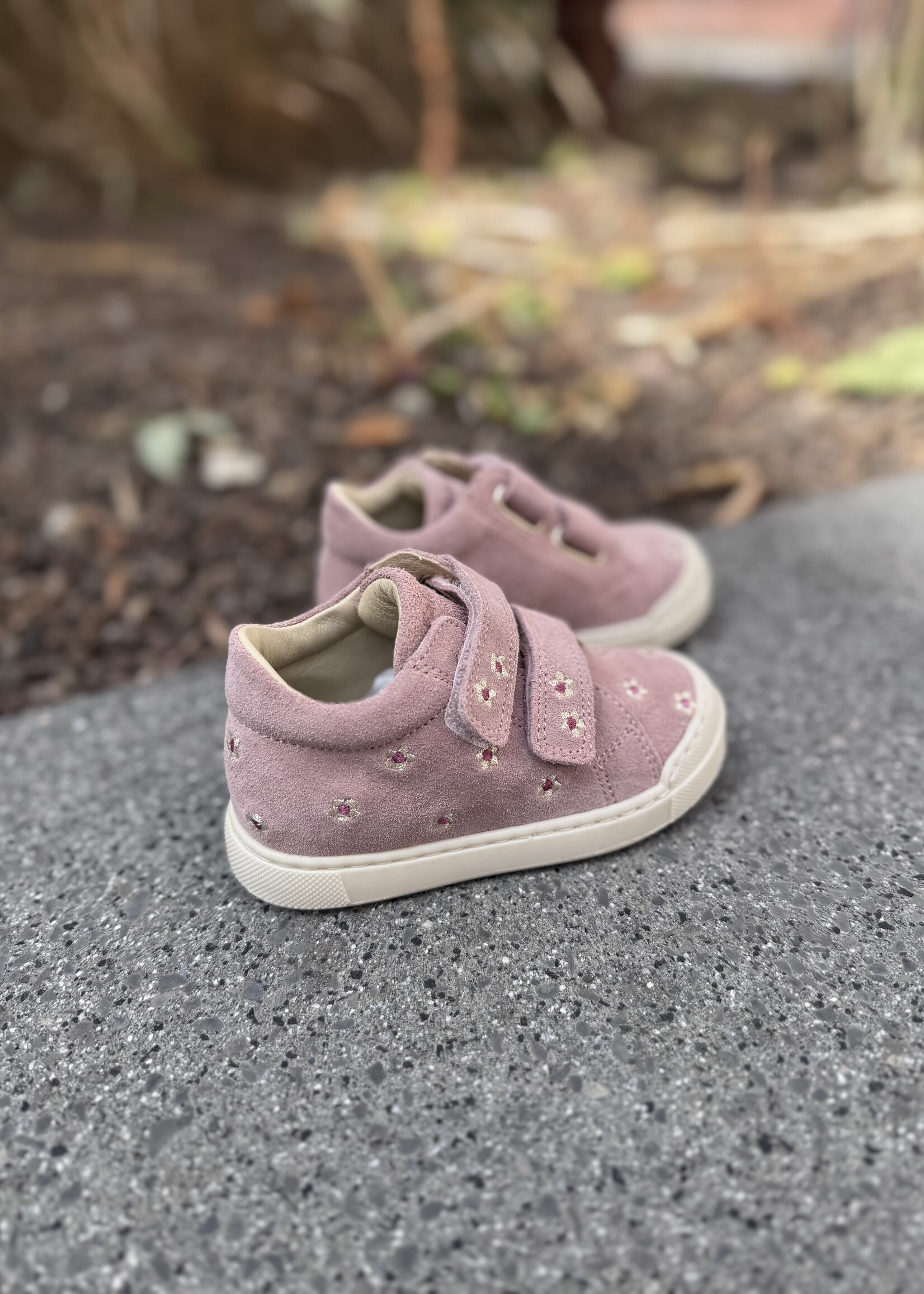 Falcotto snopes zip embr daisies suede rose
