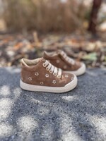 Falcotto snopes zip embr daisies suede brown