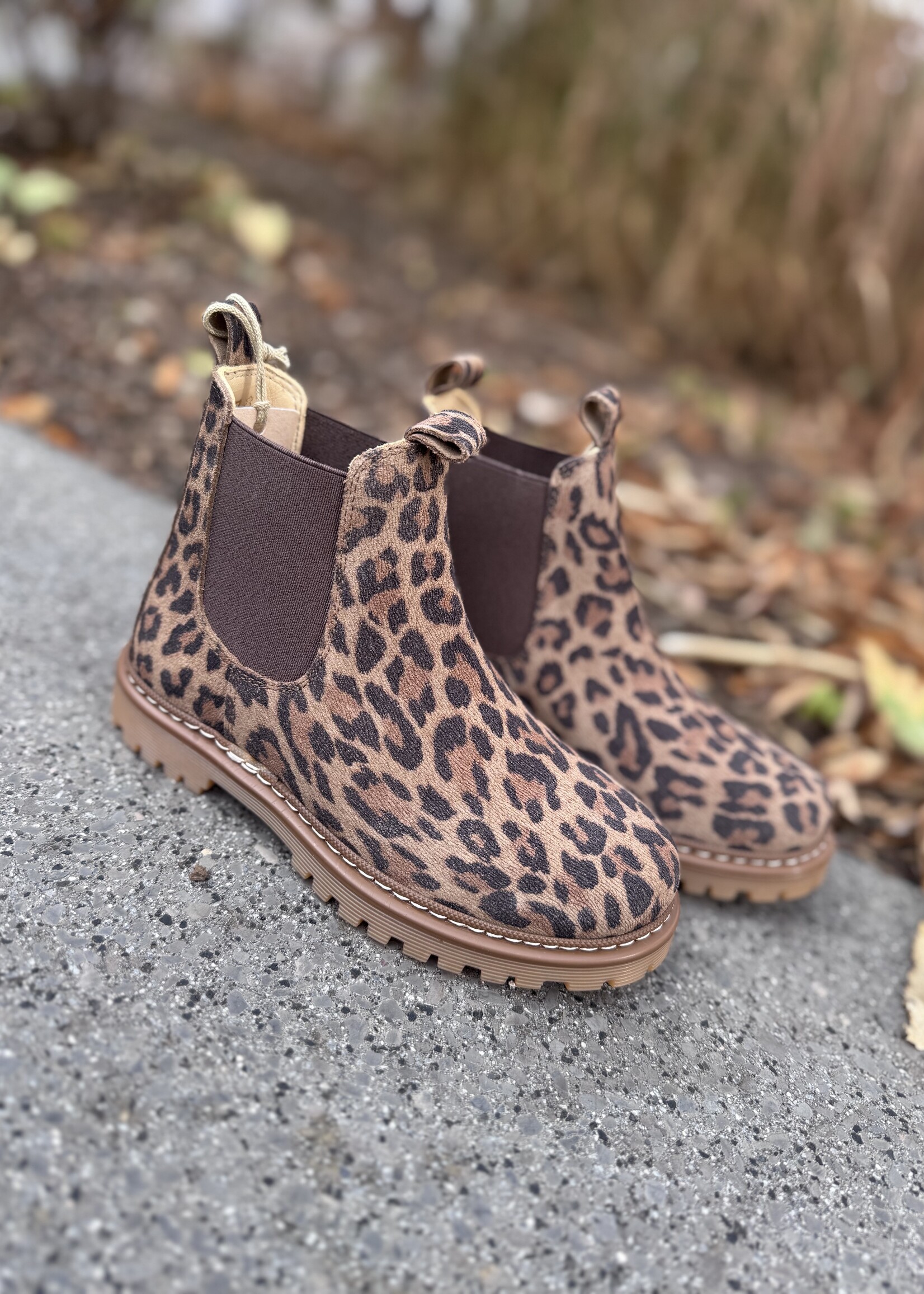 Angulus 2192-401 chunky chelsea boot leopard brown elastic