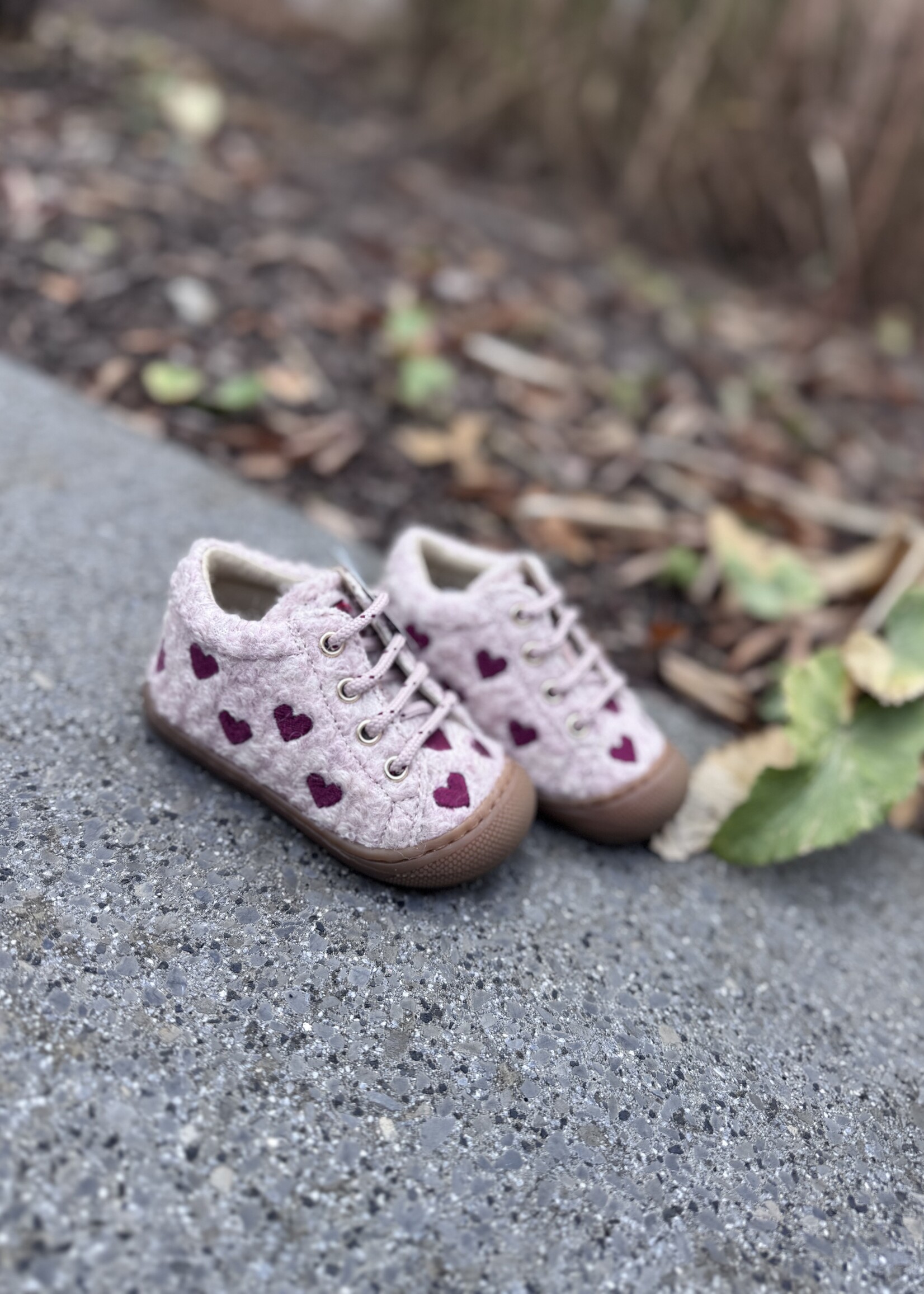 Naturino cocoon embr love fur curly cipria berry red