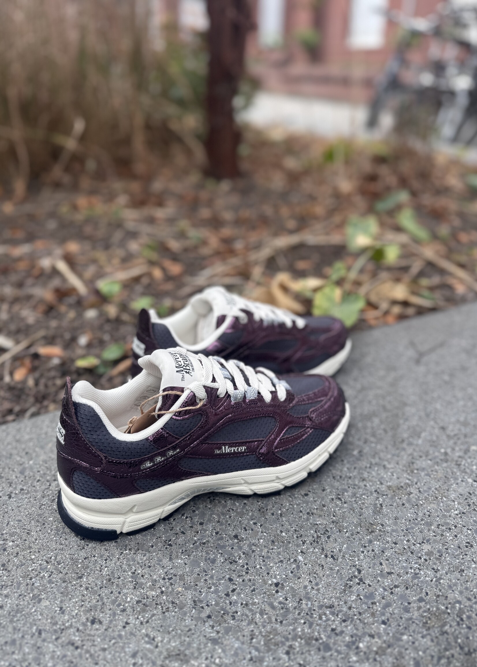 Mercer  Re-Run cracked dark red