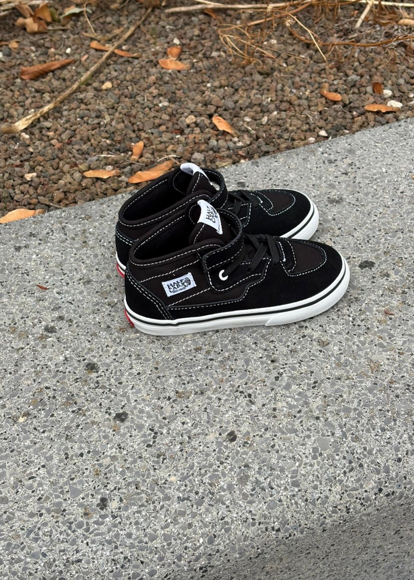 Vans half cab elastic lace suede black white