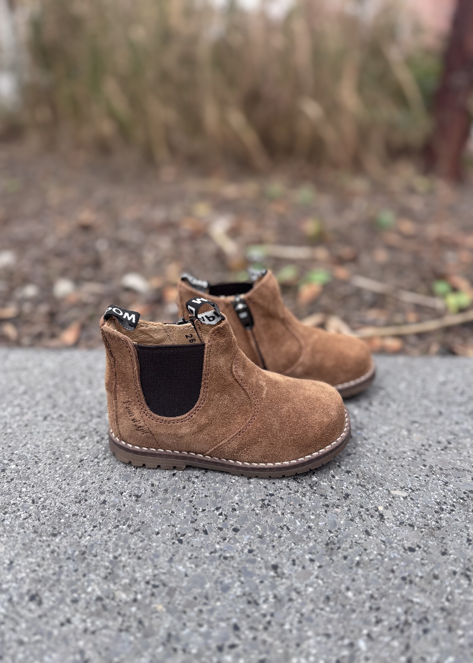 Pom d'api bob zip boots velours tabac