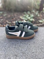 Gola Hawk suede strap trainer dark khaki/offwhite/gum