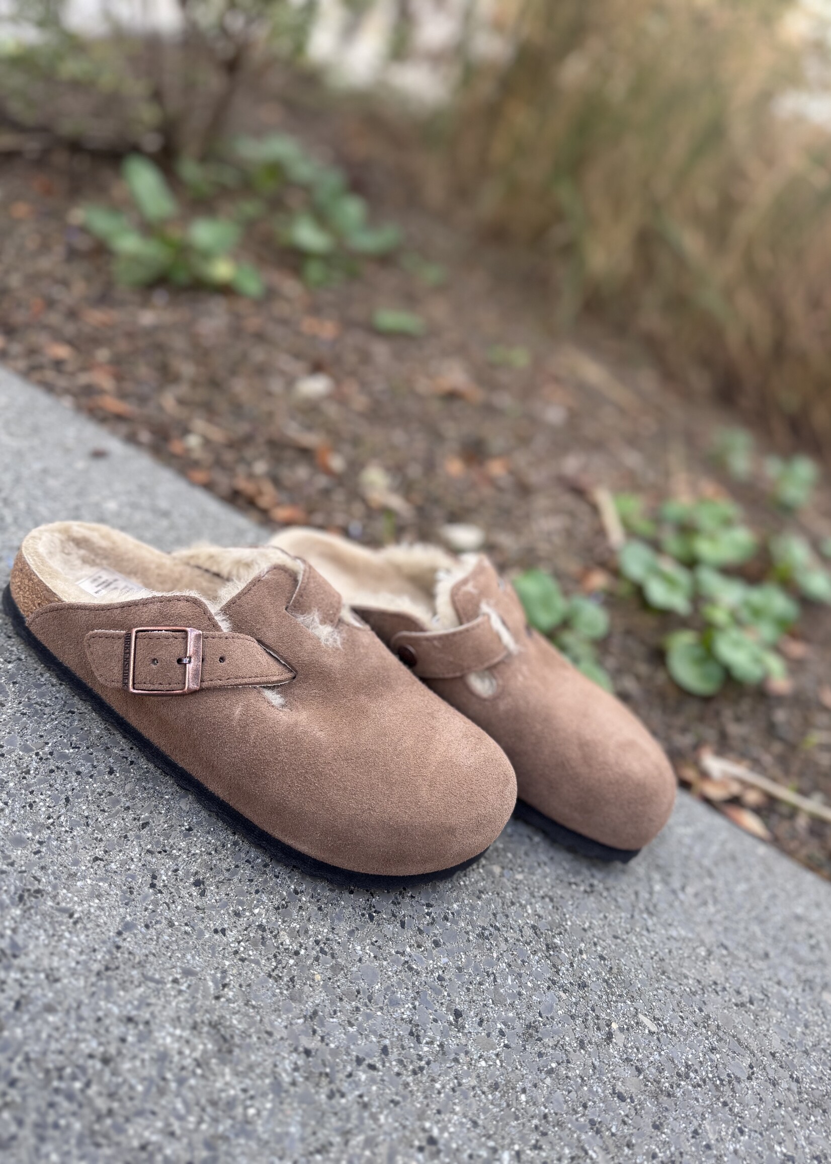 Birkenstock Boston shearling LEVE dark tea LAF