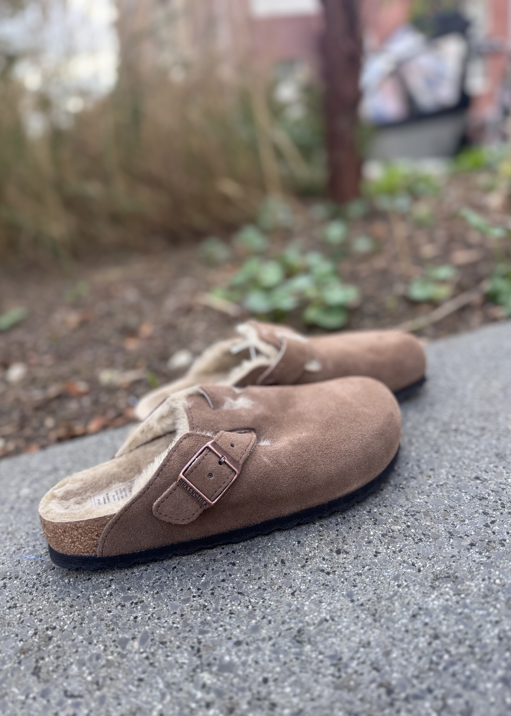 Birkenstock Boston shearling LEVE dark tea LAF