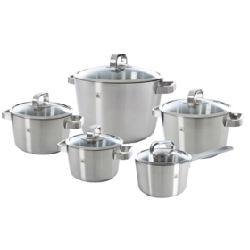 BK Cookware BK Conical Glas Kookpannenset - 5 delig - RVS - met glazen deksels