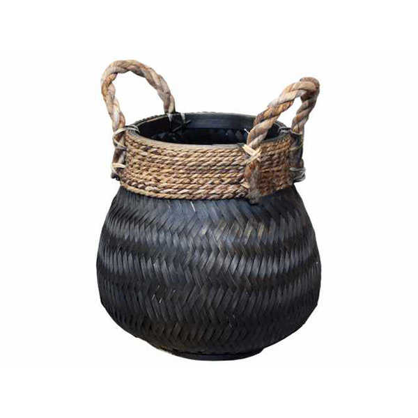 Van der Leeden Basket Bamboo Black - (D)34 x (H)24 cm