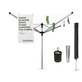 Brabantia Droogmolen Lift-O-Matic Advance - 50m - incl. grondanker, beschermhoes en wasknijpertasje