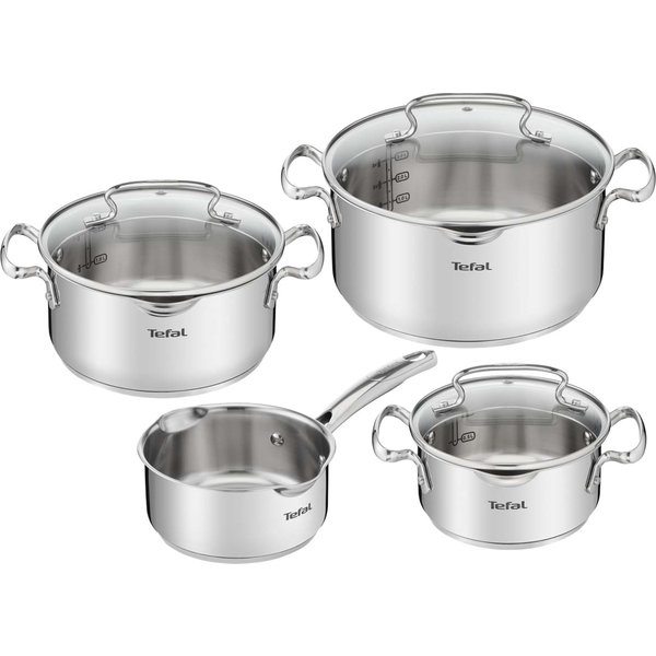 Tefal Tefal Duetto+ Kookpannenset - 4 delig - RVS - met glazen deksels