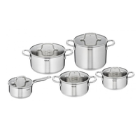 Tefal Virtuoso Kookpannenset - 5 delig - RVS - met glazen deksels