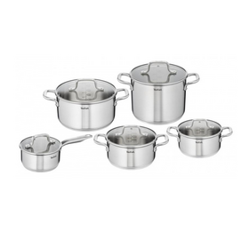 Tefal Virtuoso Kookpannenset - 5 delig - RVS - met glazen deksels