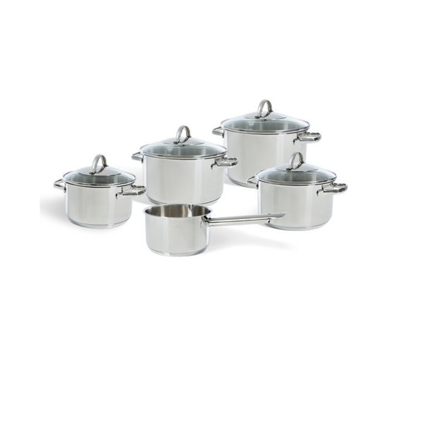 BK BK Essentials Kookpannenset - RVS - 5 delig - met glazen deksels