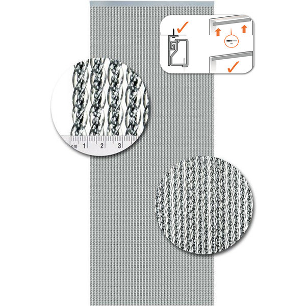 Vliegengordijnenexpert Vliegengordijnenexpert Venetië Vliegengordijn - 100x240 cm - Transparant met zilveren kern