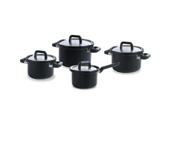 Flow Cool Black Kookpannenset- 4 delig - RVS - Veilig afgietsysteem