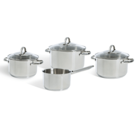 BK Cookware Essentials Kookpannenset - RVS - 4 delig - met glazen deksels