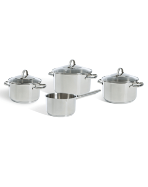 BK Cookware Essentials Kookpannenset - RVS - 4 delig - met glazen deksels