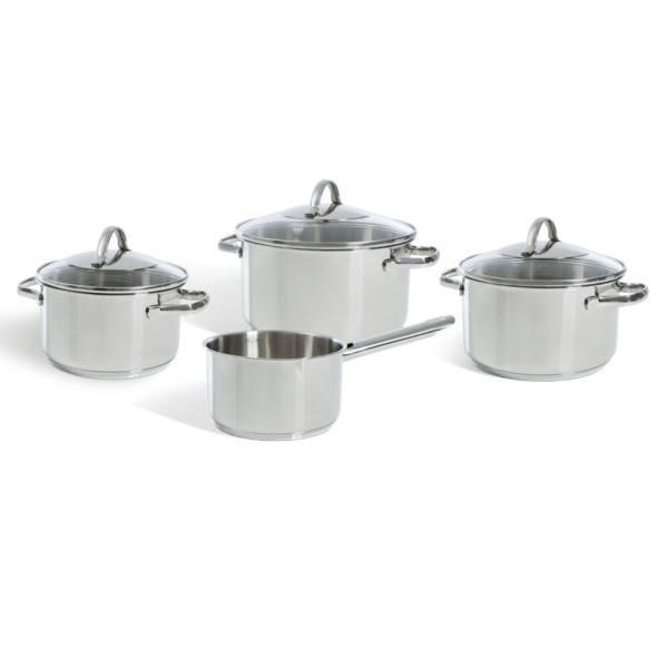 BK BK Essentials Kookpannenset - RVS - 4 delig - met glazen deksels