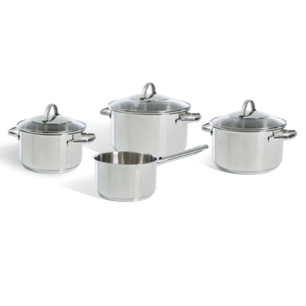 BK Cookware BK Essentials Kookpannenset - RVS - 4 delig - met glazen deksels