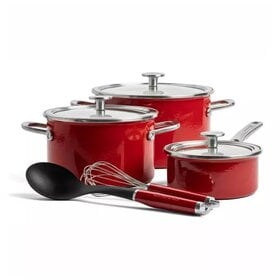 Kitchenaid Pannenset rood met Garde en Sauslepel, 5-delig