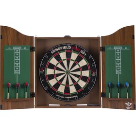 Longfield Games Longfield PRO 501 houten dartkabinet bruin (incl. dartbord en 2 sets 18gr darts)