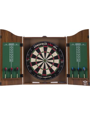 Longfield Games Longfield PRO 501 houten dartkabinet bruin (incl. dartbord en 2 sets 18gr darts)