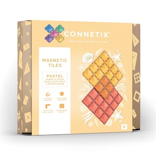 Connetix Connetix - 2 basisplaten 30 x 30 cm - magnetisch constructiespeelgoed - Lemon en Peach