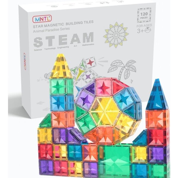 MNTL MNTL Magnetic Tiles Magnetische Tegels Rainbow - 120 stuks