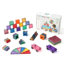 MNTL MNTL Magnetic Tiles Magnetische Tegels Rainbow sterren - 182 stuks