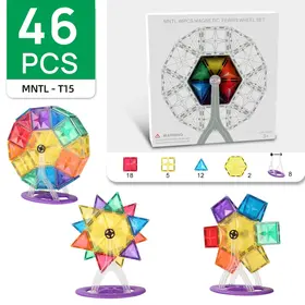 MNTL Magnetische Tegels Rainbow draaimolen - 46 stuks