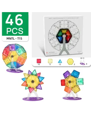 MNTL Magnetische Tegels Rainbow draaimolen - 46 stuks