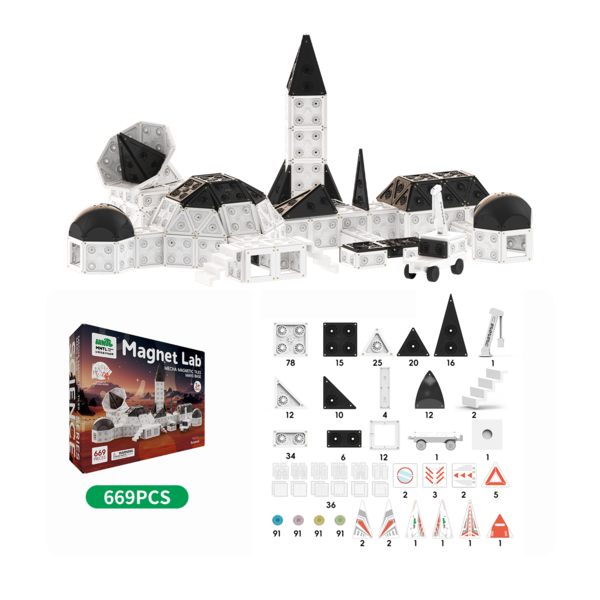 MNTL MNTL Magnetische Bouwtegels Mars Basis Mega set 669-delig